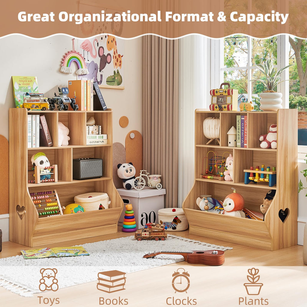 Lerliuo Kids Bookshelf and Toy Storage, 2 Tier Book Shelf for Kids Rooms