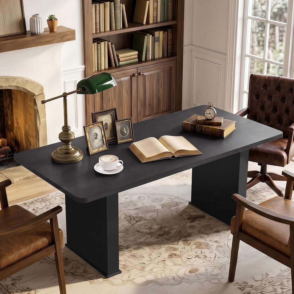 LEYAOYAO Extendable Dining Table for 4-6,63"–79" with Fluted Base(Brown)