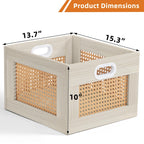LEYAOYAO Vinyl Record Storage, Rattan Record Crate for Vinyl Albums Holder