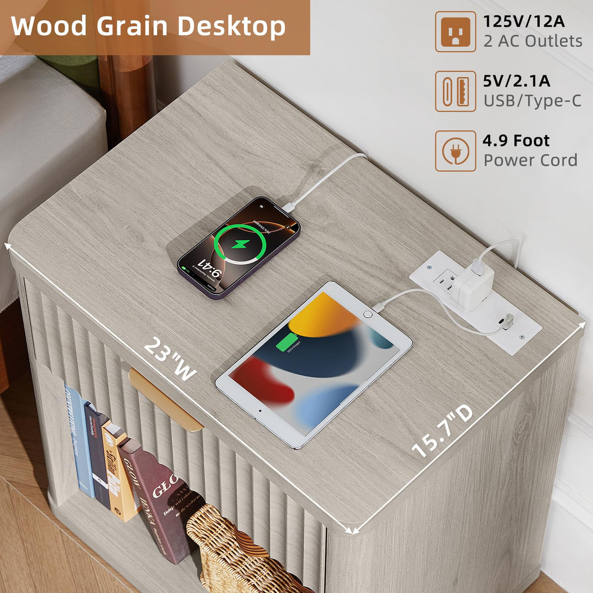 LEYAOYAO Fluted 5 Drawers Dresser for Bedroom, 41" Tall Modern Chest of Drawers with Metal Handle, Curved Profile Design,Natural Wood Drawer Organizer for Bedroom, Living Room, Hallway, Entryway