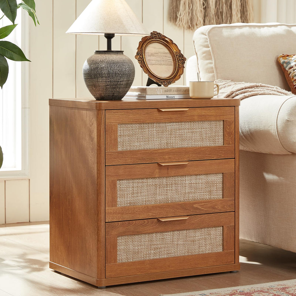 LEYAOYAO Rattan Dresser and Nightstand Sets 4 Piece, Natural