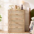 LEYAOYAO Rattan Dresser for Bedroom, 41" Tall Chest of Drawers