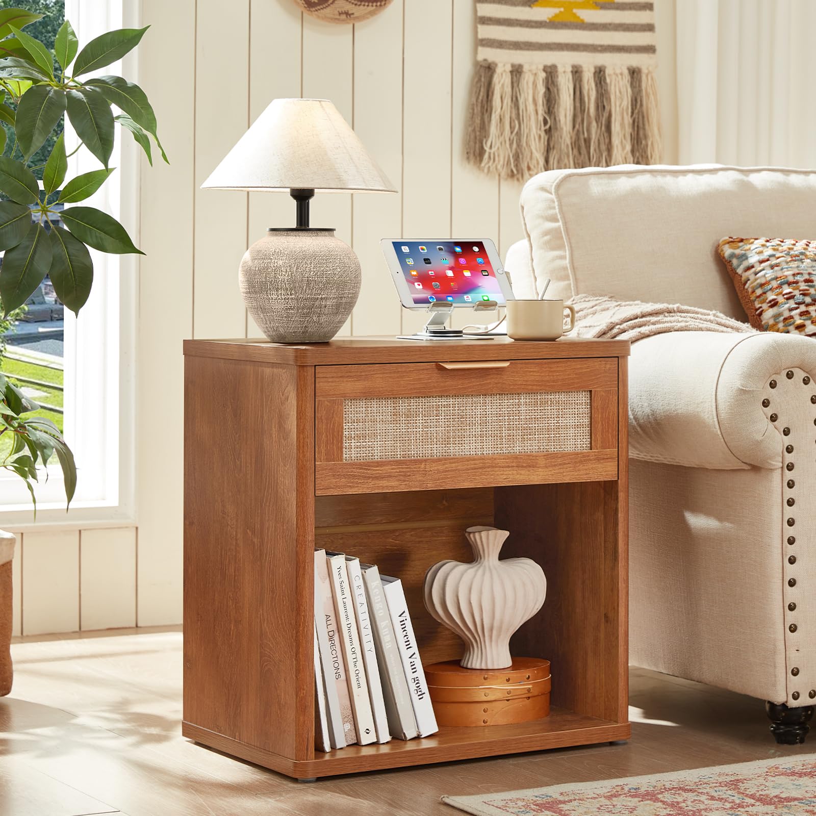 LEYAOYAO Rattan Dresser for Bedroom, 41" Tall Chest of Drawers