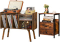 Lerliuo Brown Record Player Stand and Nightstand