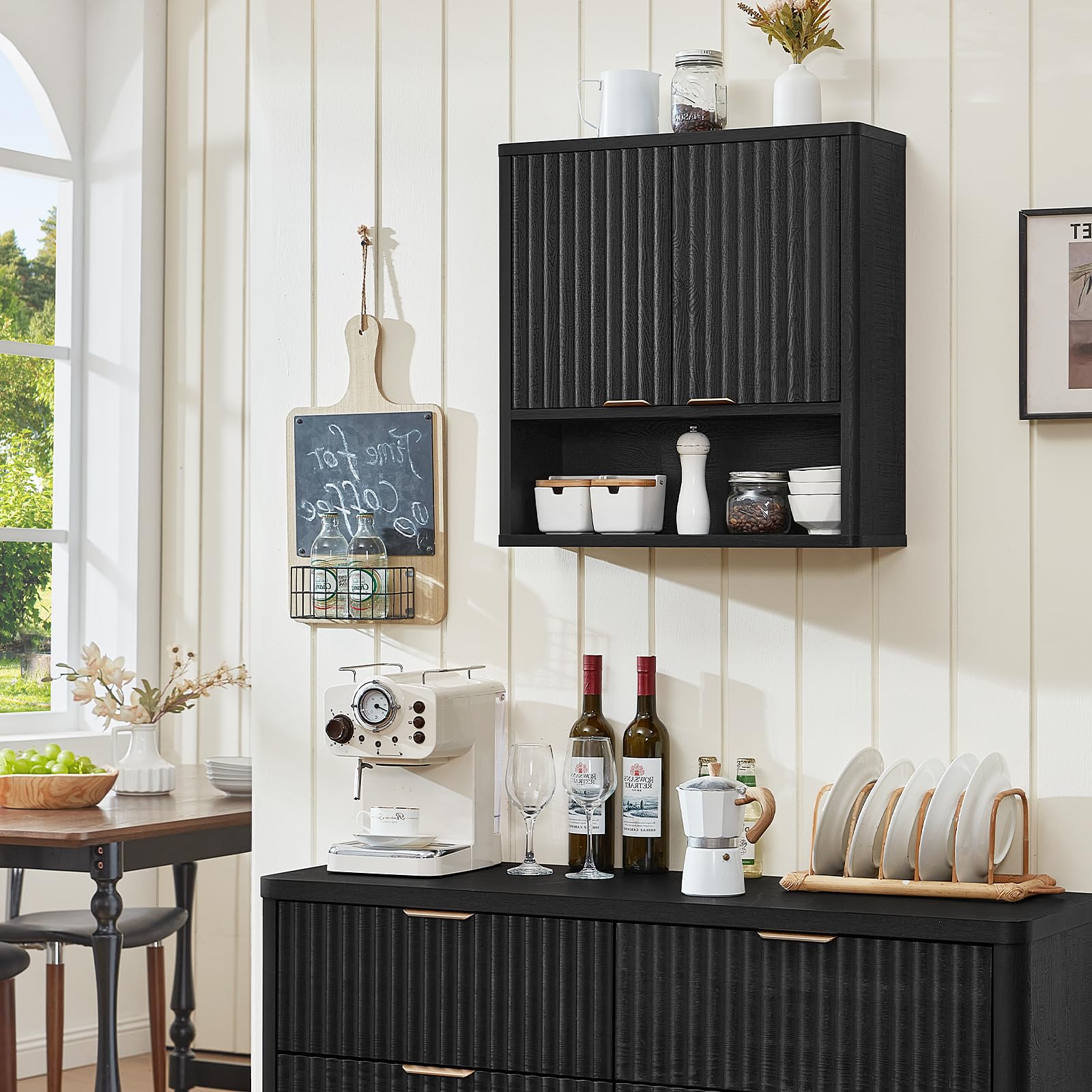 LEYAOYAO 68" Modern Fluted Over The Toilet Storage Cabinet, a Sliding Door