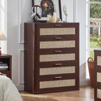 LEYAOYAO Rattan Dresser for Bedroom, 41" Tall Chest of Drawers