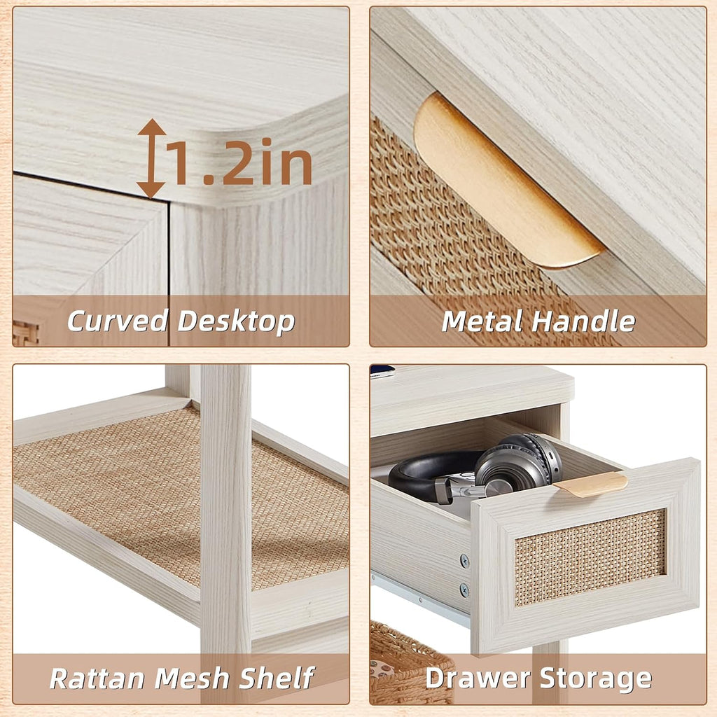 Lerliuo 24 x 14'' Narrow Night Stand Set 2 with Charger USB Ports