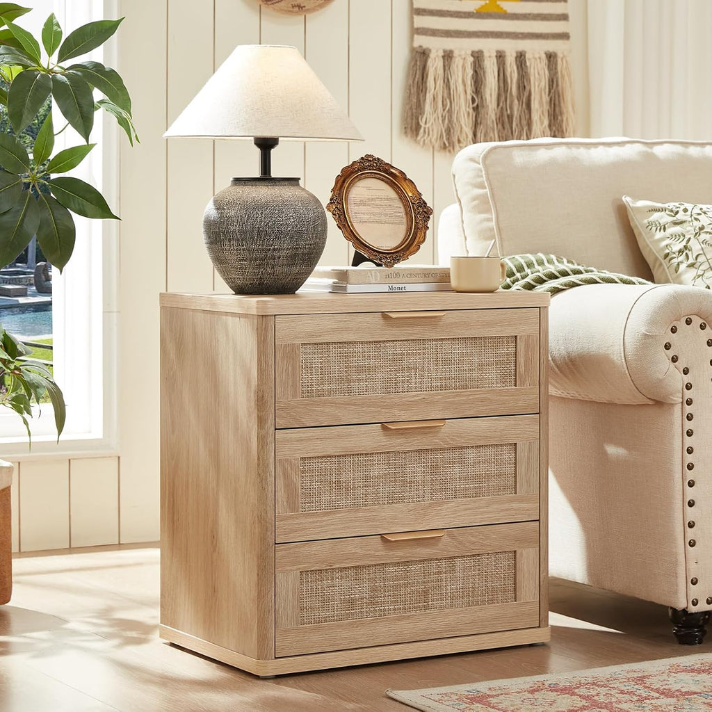 LEYAOYAO Rattan Dresser and Nightstand Sets 4 Piece, Natural