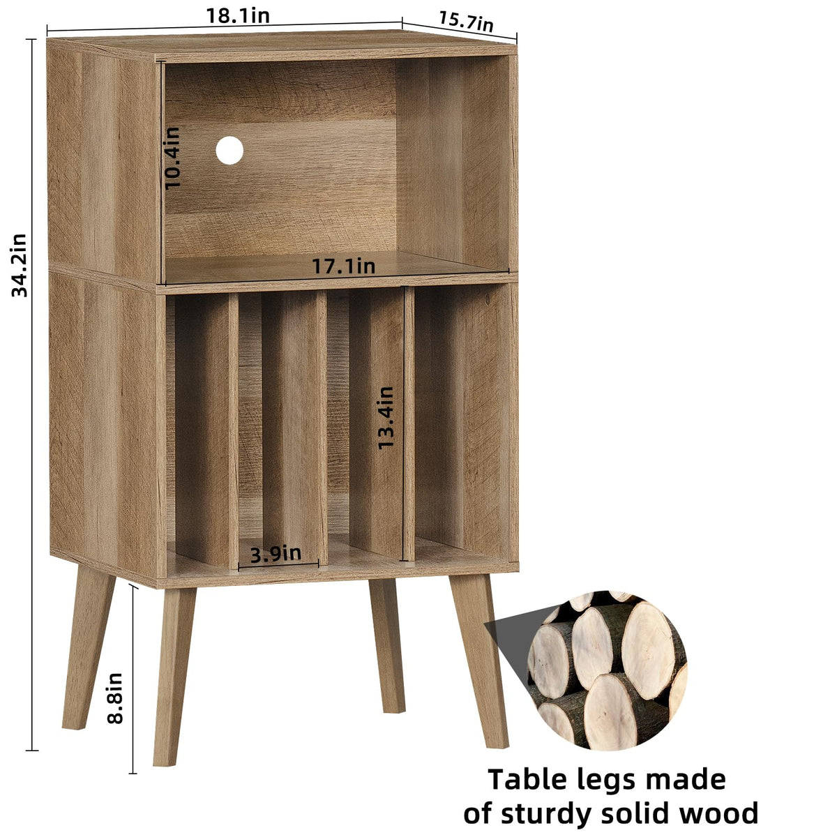 Lerliuo Record Player Stand, Walnut Turntable Stand Holds up to 160 Albums