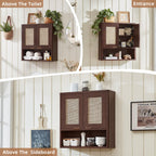 LEYAOYAO Rattan Bathroom Wall Storage Cabinet, Boho Medicine Cabinet