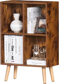 LEYAOYAO 4 Cube Bookshelf, 2-Tier Bookcase with Legs, Brown Kids Book Shelf Cute Storage Organizer, Free Standing Open Toy Shelves Modern Bookshelves,Wood Display Bookcases for Bedroom,Living Room