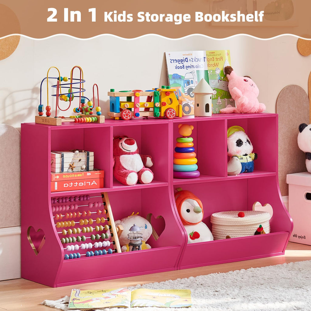Lerliuo Kids Bookshelf and Toy Storage, 2 Tier Book Shelf for Kids Rooms
