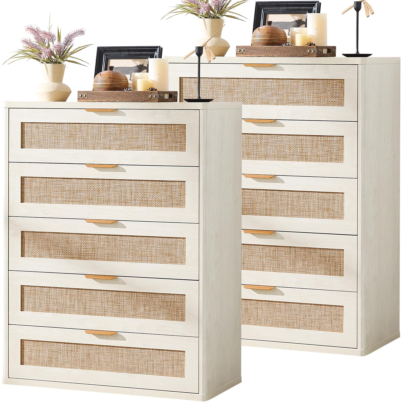LEYAOYAO Rattan Dresser for Bedroom, 41" Tall Chest of Drawers