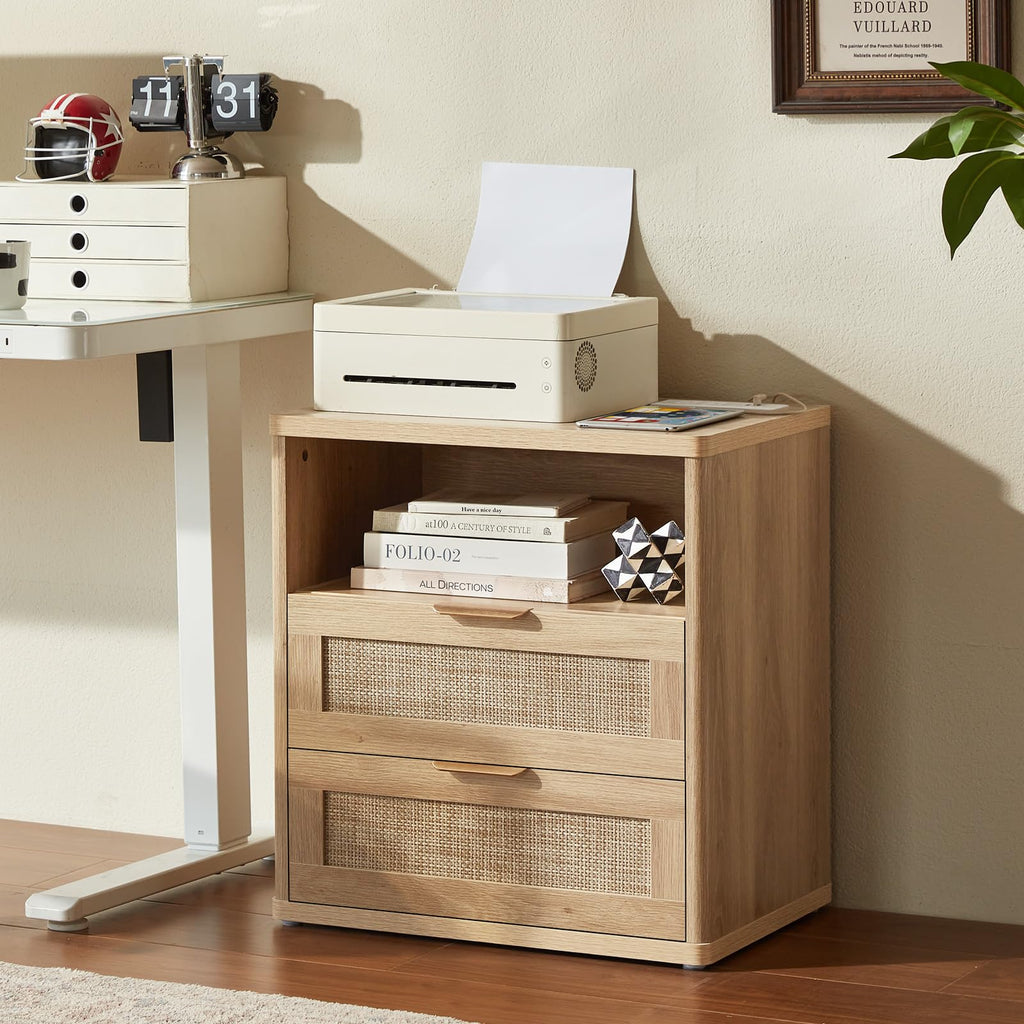LEYAOYAO Rattan Dresser and Nightstand Sets 3 Piece, Natural