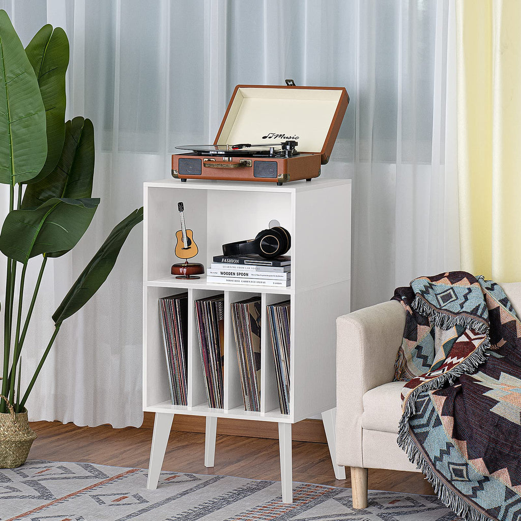 Lerliuo Record Player Stand, Walnut Turntable Stand Holds up to 160 Albums