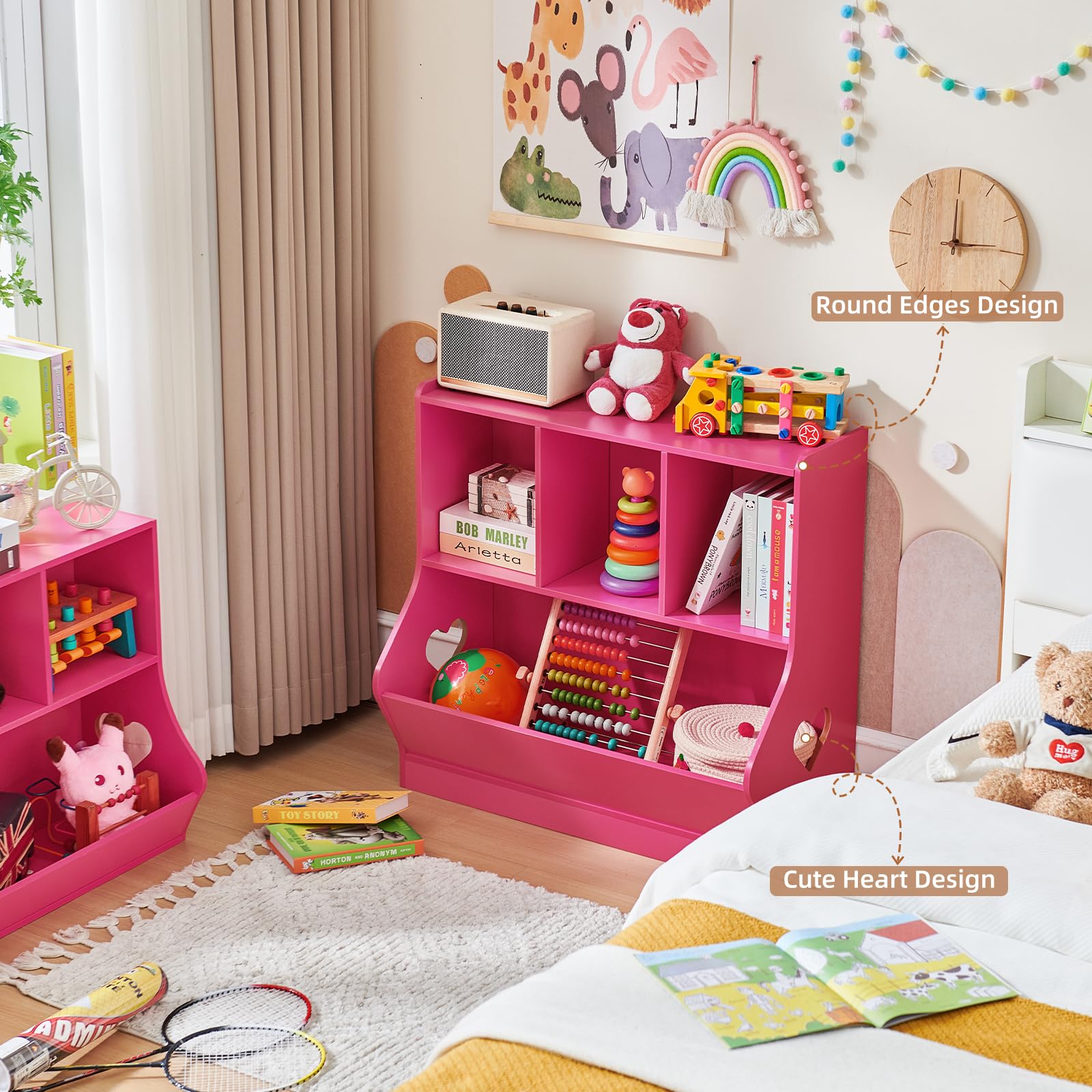 Lerliuo Kids Bookshelf and Toy Storage, 2 Tier Book Shelf for Kids Rooms