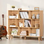 LEYAOYAO Cube Bookshelf, Mid-Century Modern Book Shelf with Legs, Brown