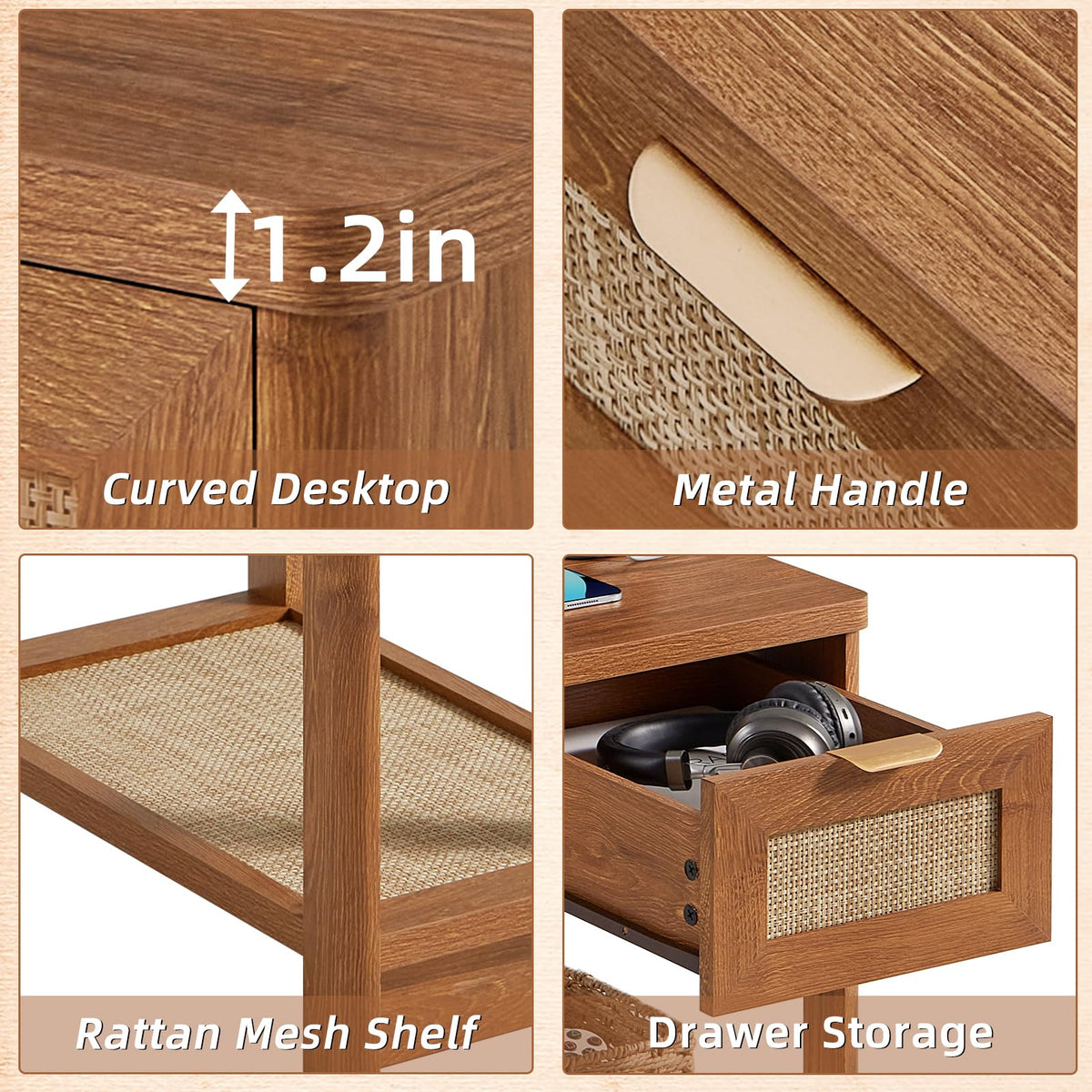 Lerliuo 24 x 14'' Narrow Night Stand Set 2 with Charger USB Ports