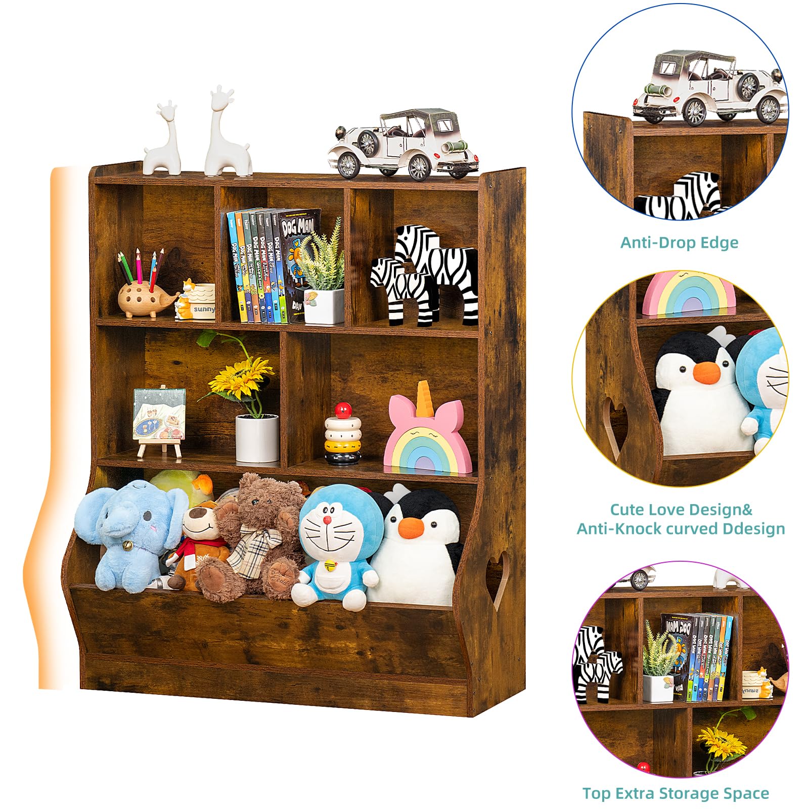 Lerliuo Kids Bookshelf and Toy Storage, 2 Tier Book Shelf for Kids Rooms
