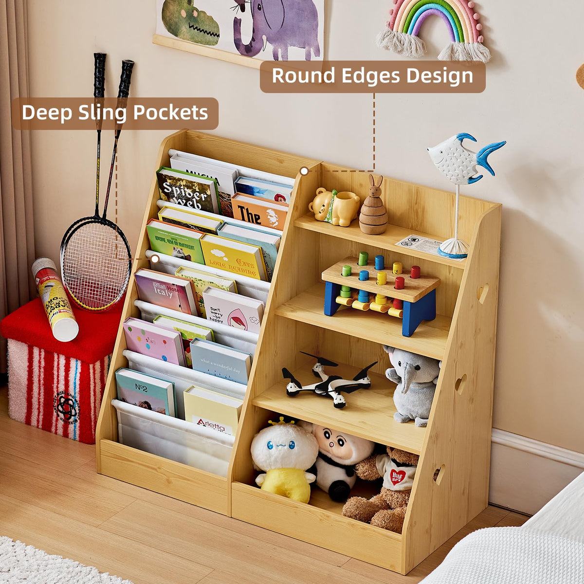Lerliuo 4 Tier Kids Bookshelf, Book Shelf for Kids Rooms