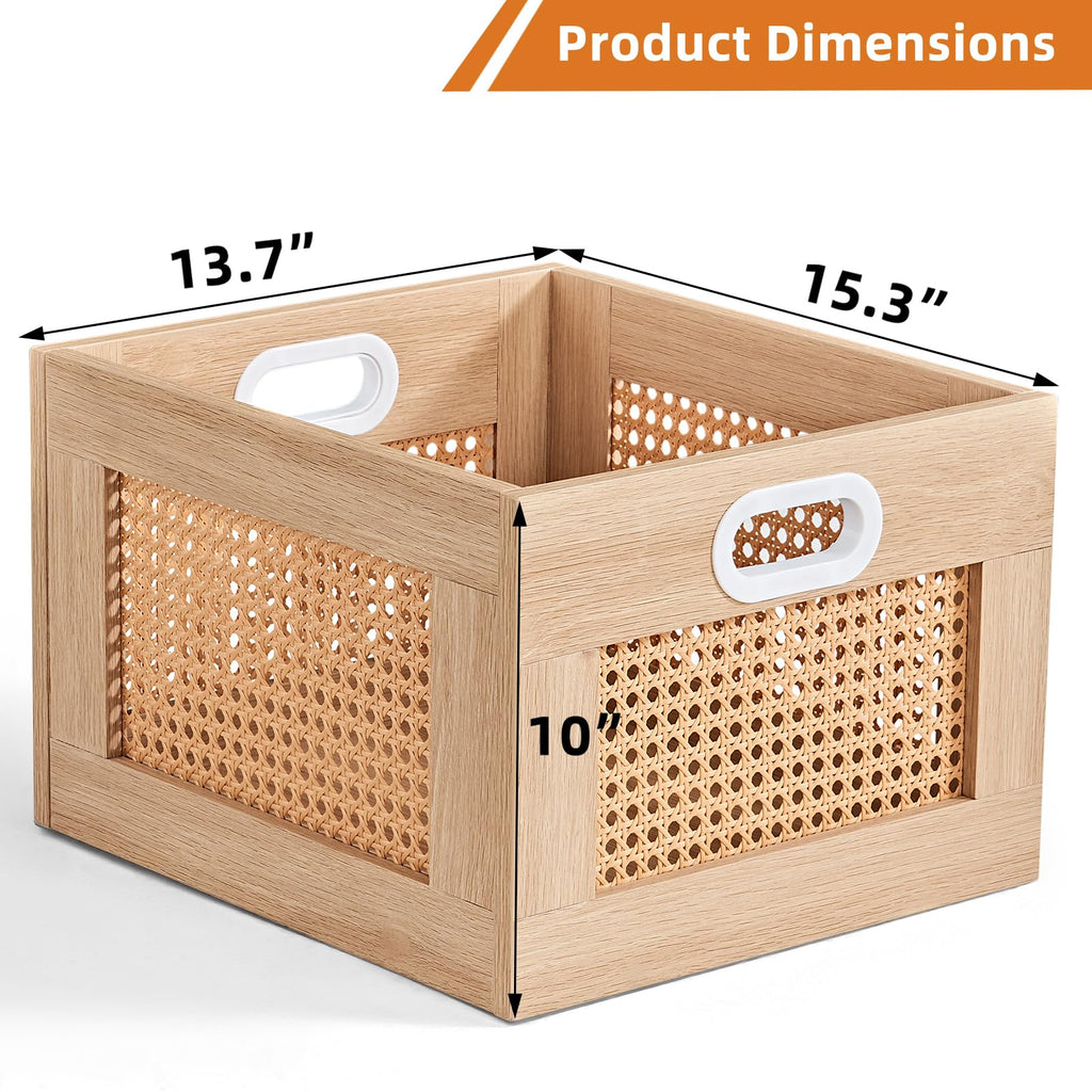 LEYAOYAO Vinyl Record Storage, Rattan Record Crate for Vinyl Albums Holder