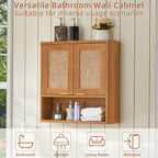 LEYAOYAO Rattan Bathroom Wall Storage Cabinet, Boho Medicine Cabinet