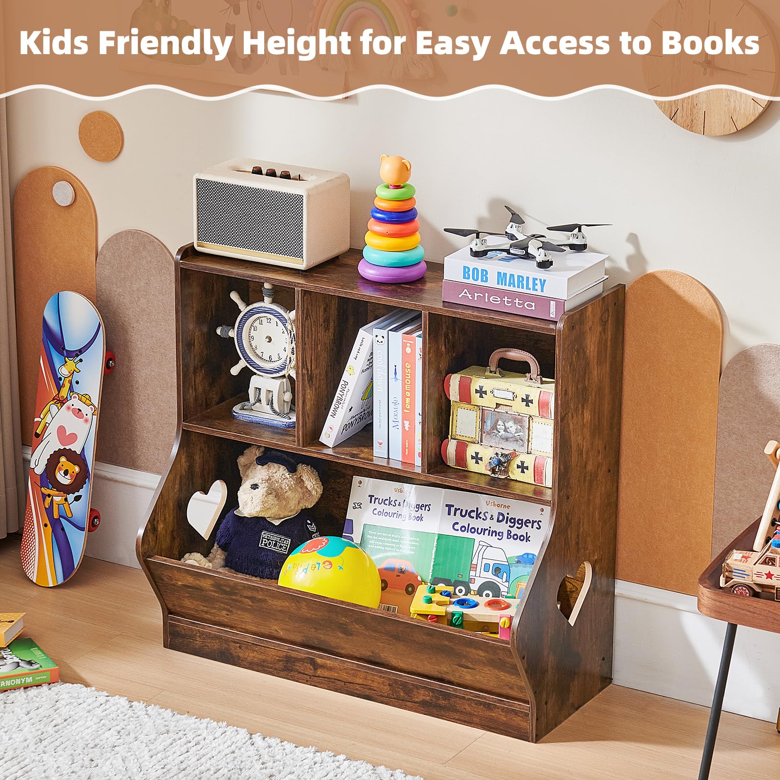 Lerliuo Kids Bookshelf and Toy Storage, 2 Tier Book Shelf for Kids Rooms