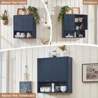 LEYAOYAO Modern Fluted Bathroom Wall Cabinet, Wall-Mounted Medicine Cabinet