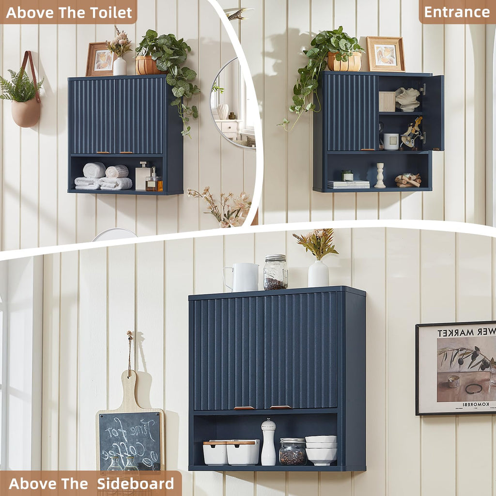 LEYAOYAO 68" Modern Fluted Over The Toilet Storage Cabinet, a Sliding Door