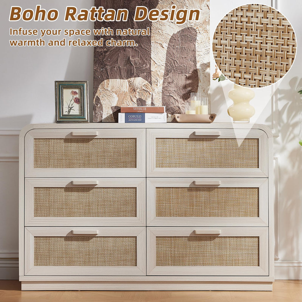 LEYAOYAO Rattan Nightstands Set of 2 with Charging Station, Natural