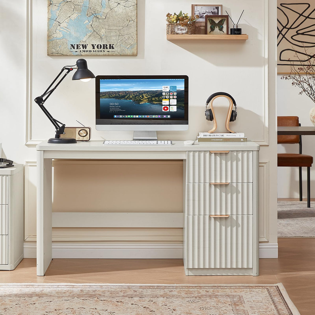 LEYAOYAO Office Desk 48" with 3 Drawers Storage File Cabinet