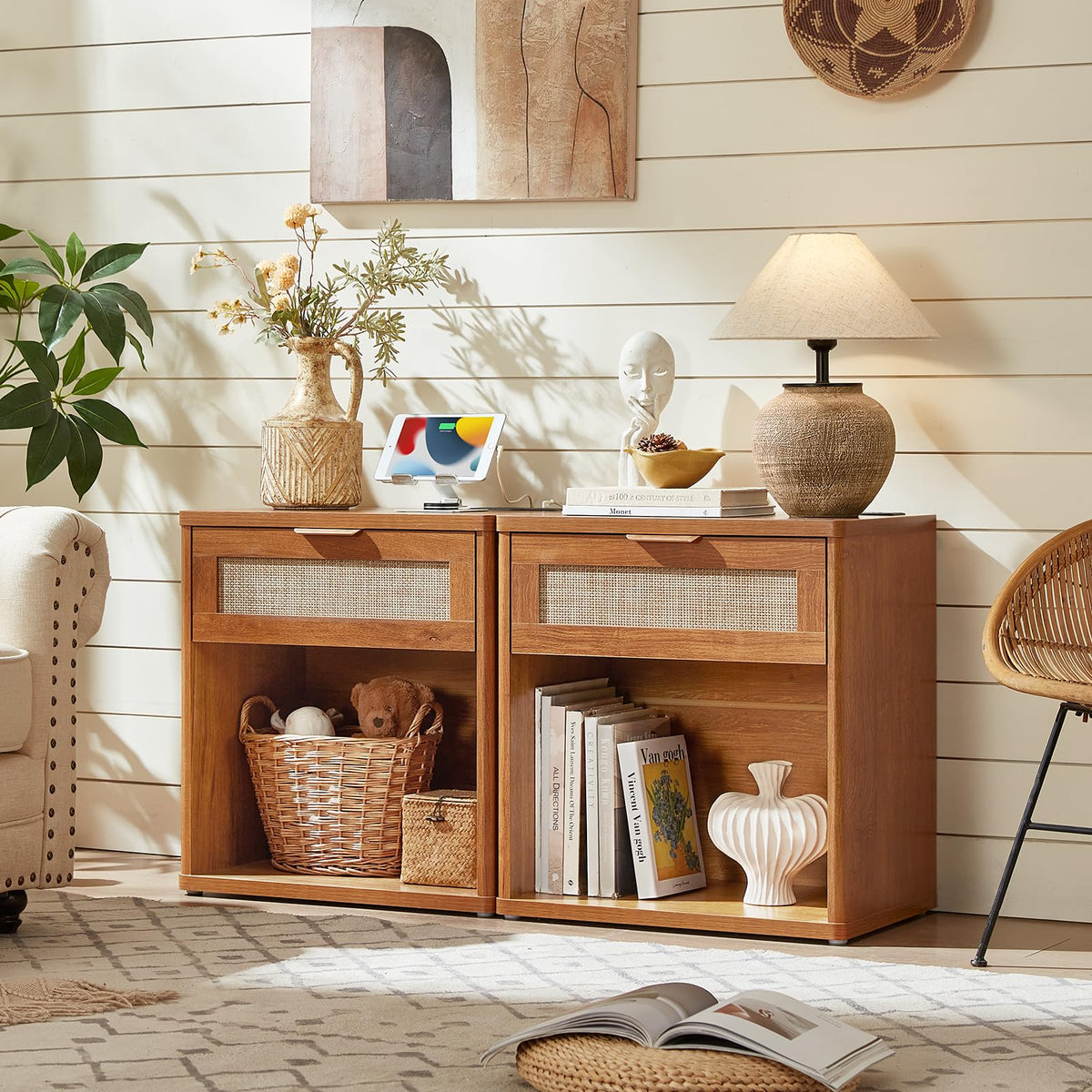 LEYAOYAO Rattan Dresser for Bedroom, 41" Tall Chest of Drawers