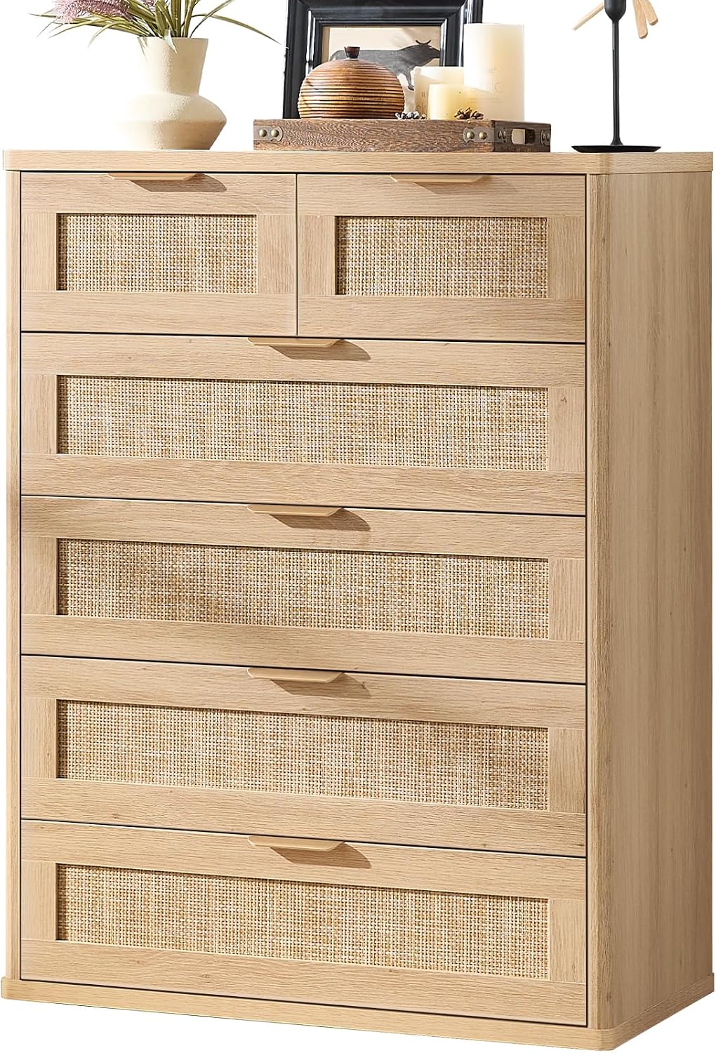 LEYAOYAO Rattan Dresser for Bedroom, 41" Tall Chest of Drawers