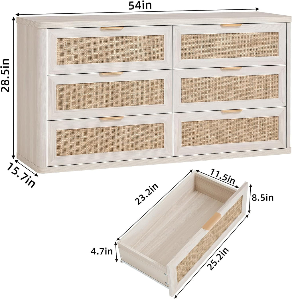 LEYAOYAO Rattan 23" Nightstands with Charger Station 2 Drawers