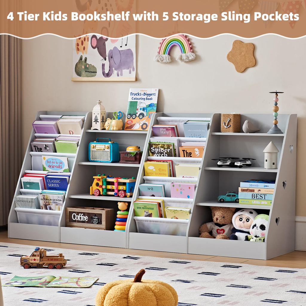 Lerliuo 4 Tier Kids Bookshelf, Book Shelf for Kids Rooms