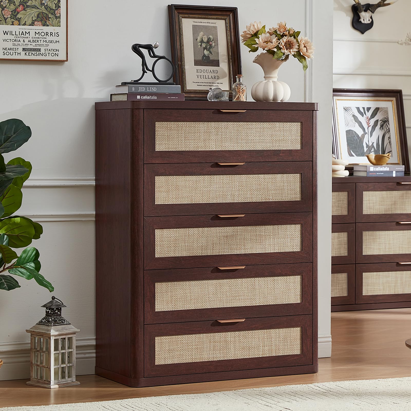LEYAOYAO Rattan Dresser for Bedroom, 41" Tall Chest of Drawers