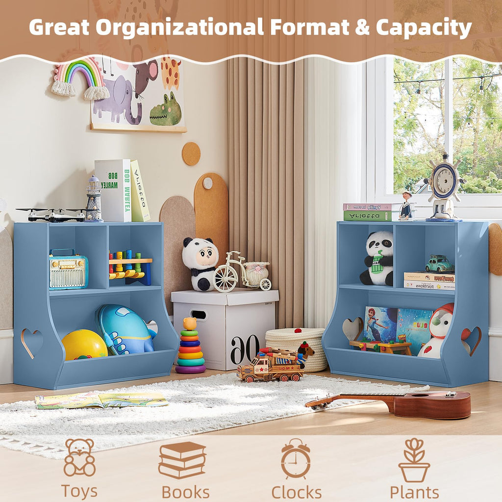 Lerliuo Kids Bookshelf and Toy Storage, 2 Tier Book Shelf for Kids Rooms