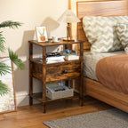 Lerliuo Nightstand Set 2 with Charger, 3 Tier Storage End Table