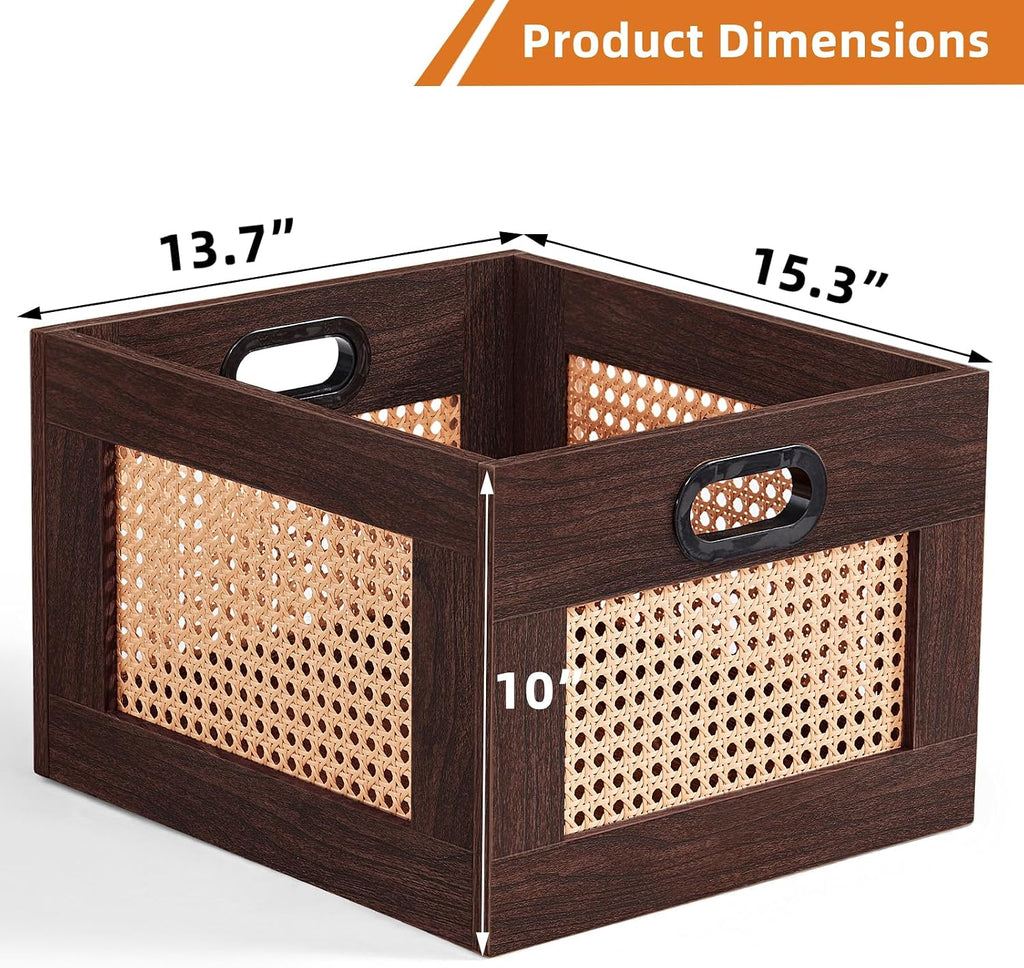 LEYAOYAO Vinyl Record Storage, Rattan Record Crate for Vinyl Albums Holder
