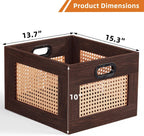 LEYAOYAO Vinyl Record Storage, Rattan Record Crate for Vinyl Albums Holder