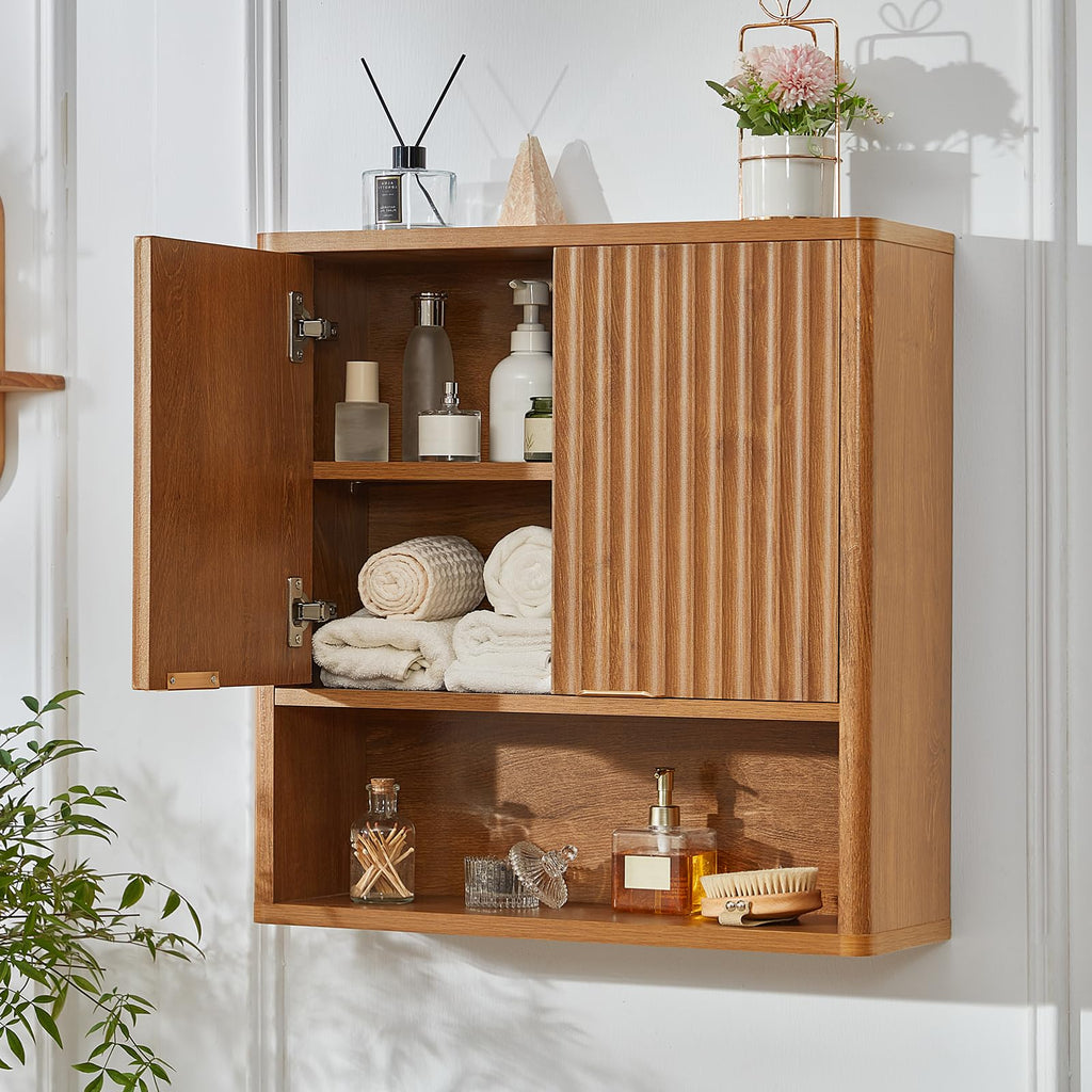 LEYAOYAO 68" Modern Fluted Over The Toilet Storage Cabinet, a Sliding Door