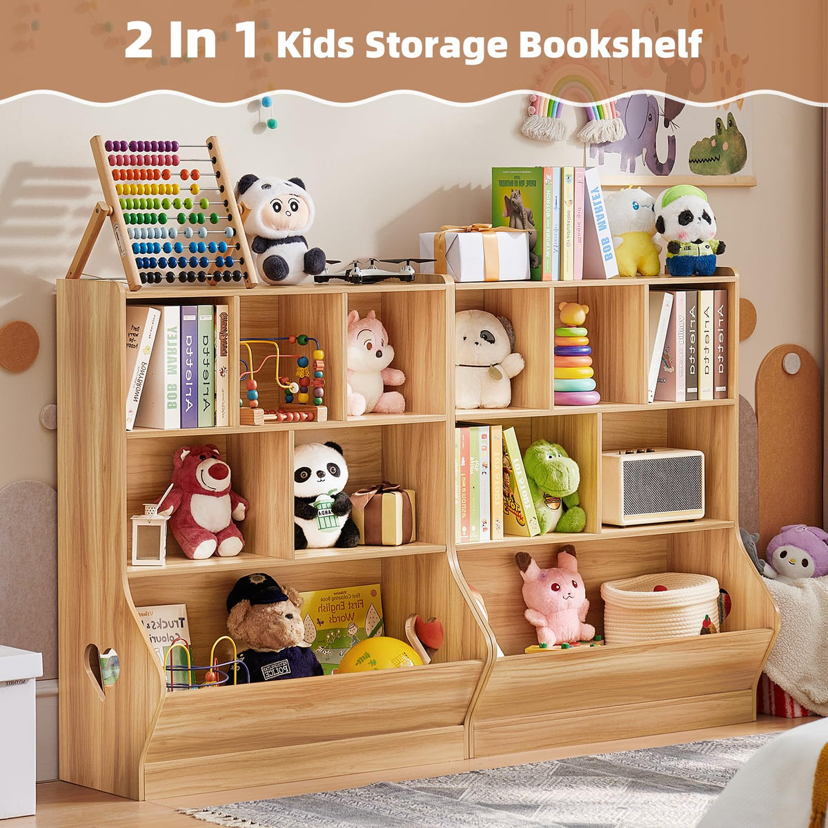 Lerliuo Kids Bookshelf and Toy Storage, 2 Tier Book Shelf for Kids Rooms