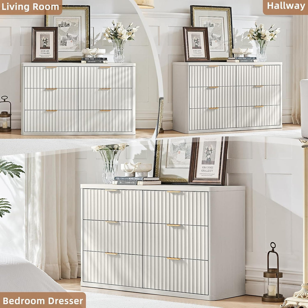LEYAOYAO 23" Wide Fluted Night Stand with Charging Station, 2 Drawers Large End Table with Storage, LightGrey Nightstand Wood Bedside Tables, Farmhouse Cabinet Dresser for Bedroom, Closet