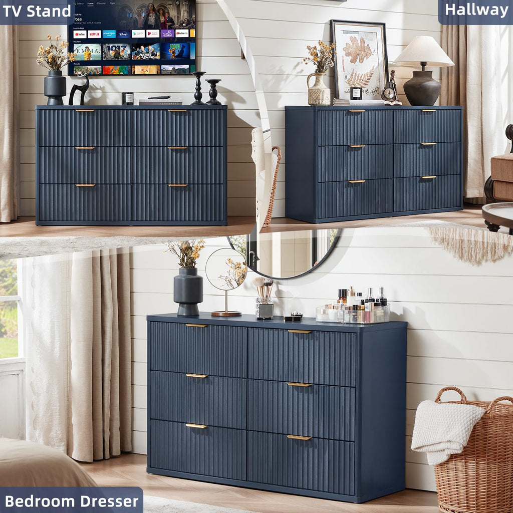 LEYAOYAO 31" Wide Fluted Nightstand with Charging Station, Oversized Extra Large 1 Drawer Night Stand with Golden Handle, Antique White Bedside Table Tall End Tables,for Bedroom, Living Room, Hallway