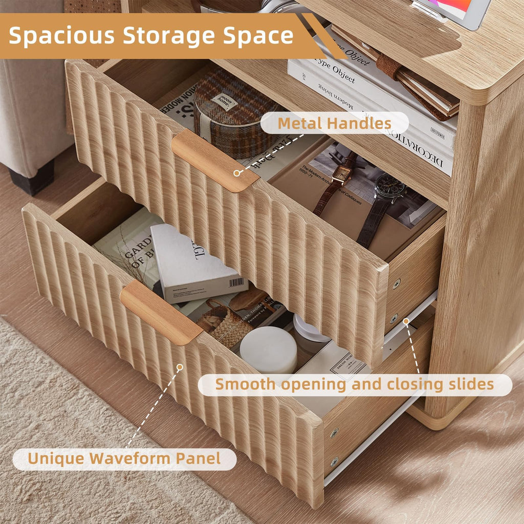 LEYAOYAO Fluted 6 Drawers Dresser for Bedroom Set of 2, 42" Tall Modern Chest of Drawer with Metal Handle, Curved Profile Design,Brown Wood Drawer Organizer for Bedroom, Living Room, Hallway