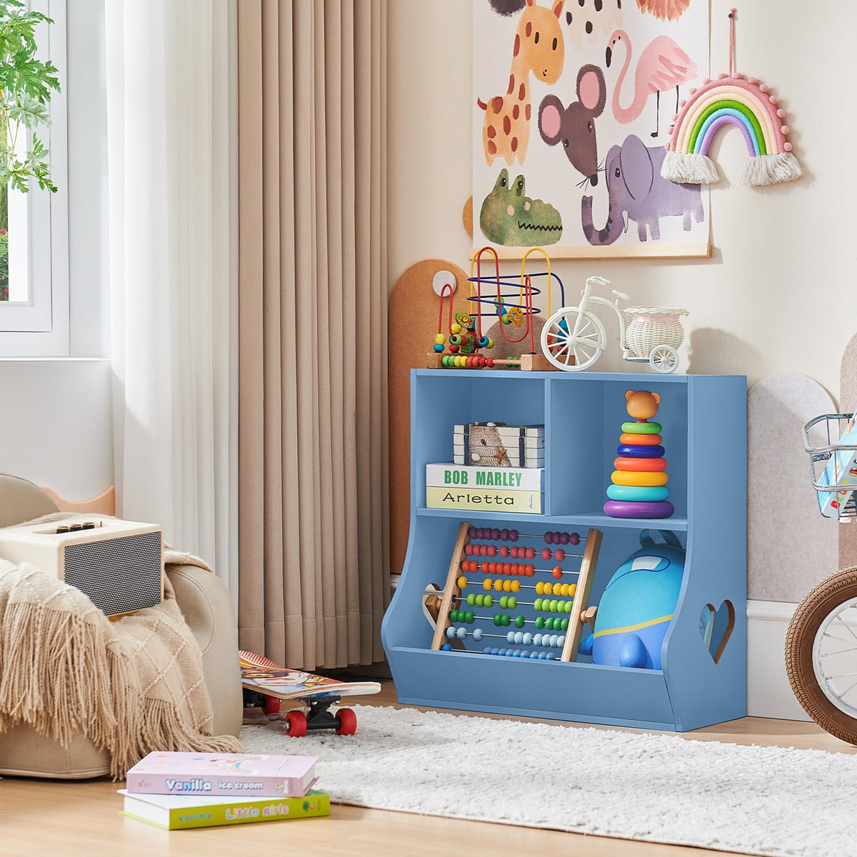 Lerliuo Kids Bookshelf and Toy Storage, 2 Tier Book Shelf for Kids Rooms