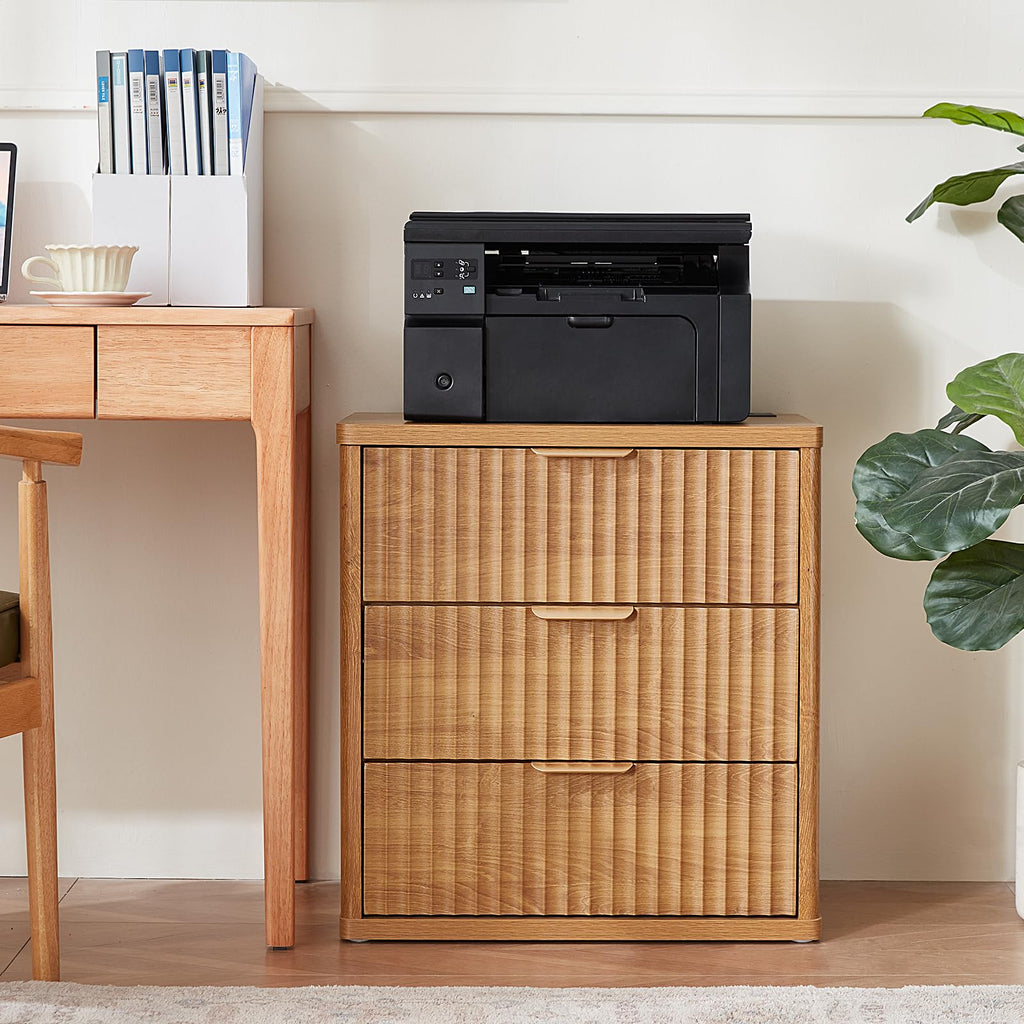 Lerliuo Fluted Nightstand with Charging Station, 23" Wide 2 Drawers End Table, Blue Night Stand with Open Storage Cabinet, Farmhouse Bed Side Tables, Wood Dresser for Bedroom