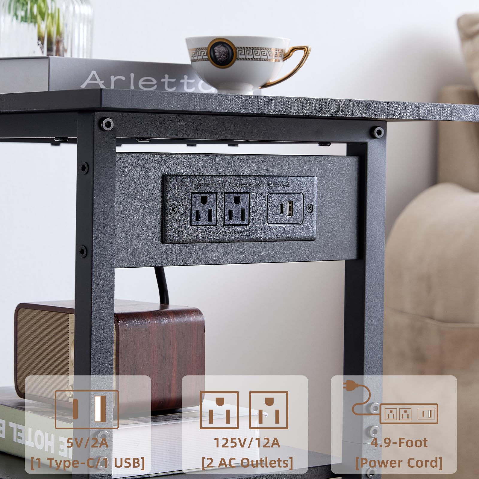 Lerliuo 3-Tier Printer Stand, Industrial Mobile Printer Table with Storage Shelf and Steel Frame, Rolling Printer Cart Holder with Lockable Wheels for Home, Office (White)