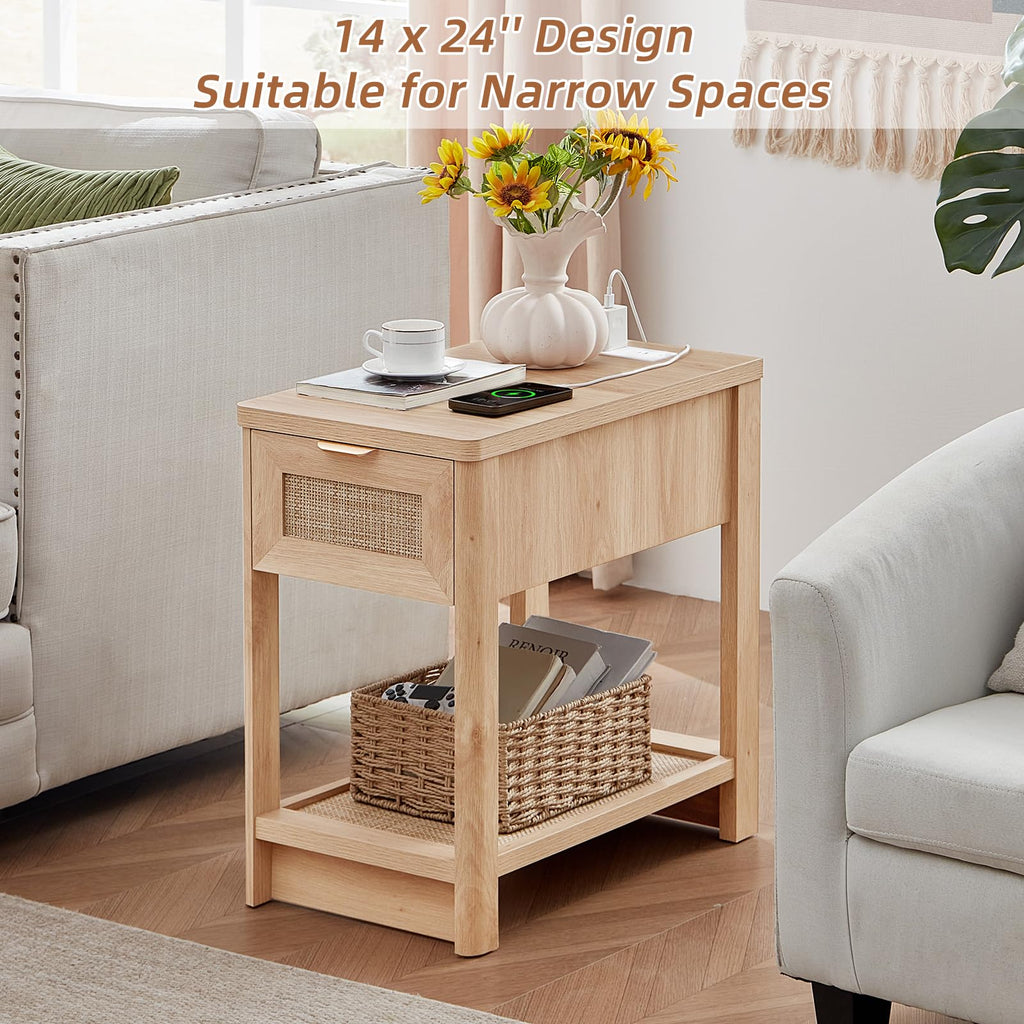 Lerliuo Rattan Coffee Table Set of 3, Natural