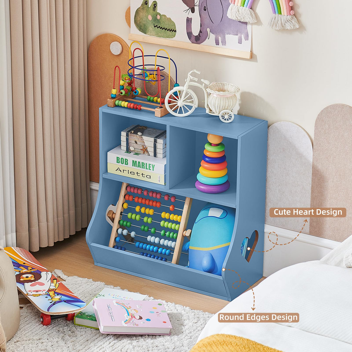 Lerliuo Kids Bookshelf and Toy Storage, 2 Tier Book Shelf for Kids Rooms